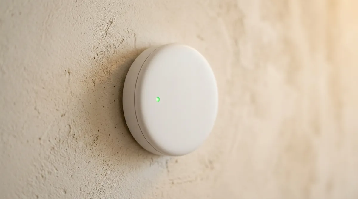 Dispositivo compacto de electroósmosis inalámbrica Drymat Systeme instalado en muro interior